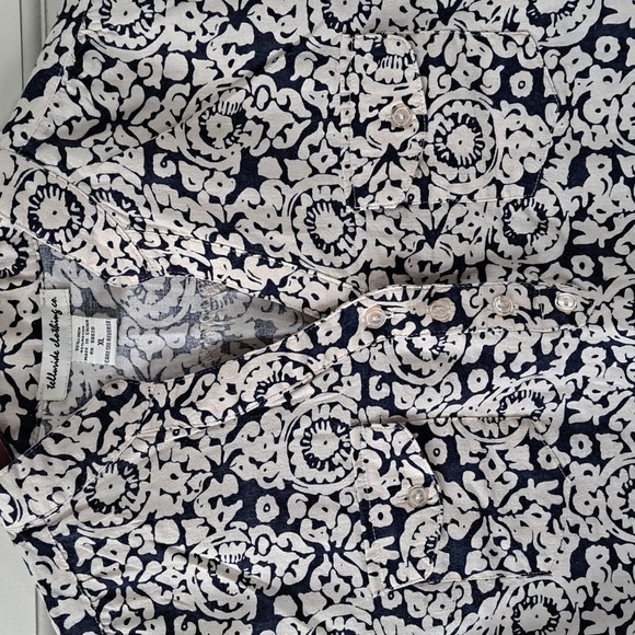 Telluride Clothing Co. Linen Blend Navy Blue Quarter Sleeve Lightweight Shirt - Picture 3 of 9